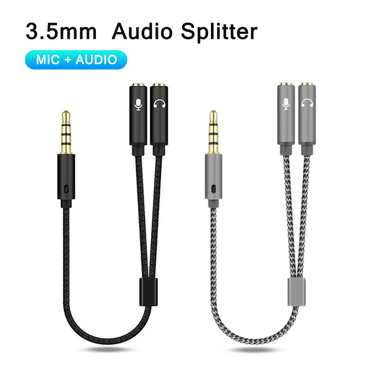 Esports Gaming Splitter - Headset Splitter 3.5mm Audio+Mic Stereo Headphone