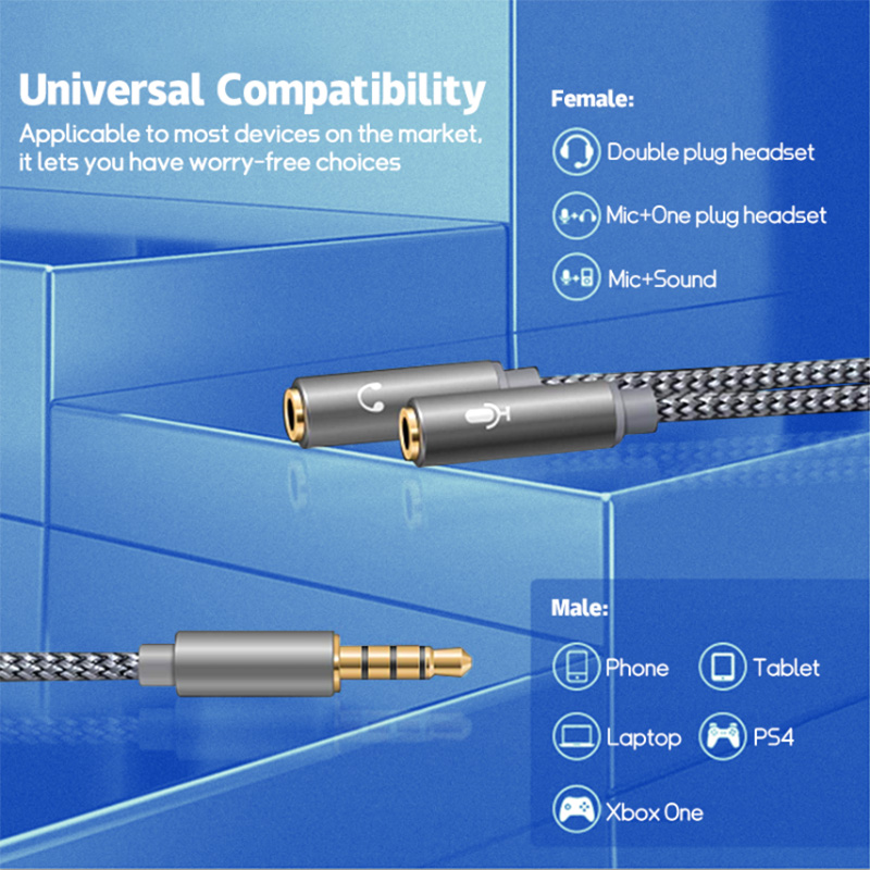 Headset Splitter 3.5mm Audio+M - Esports Gaming Splitter ulasan dan harga