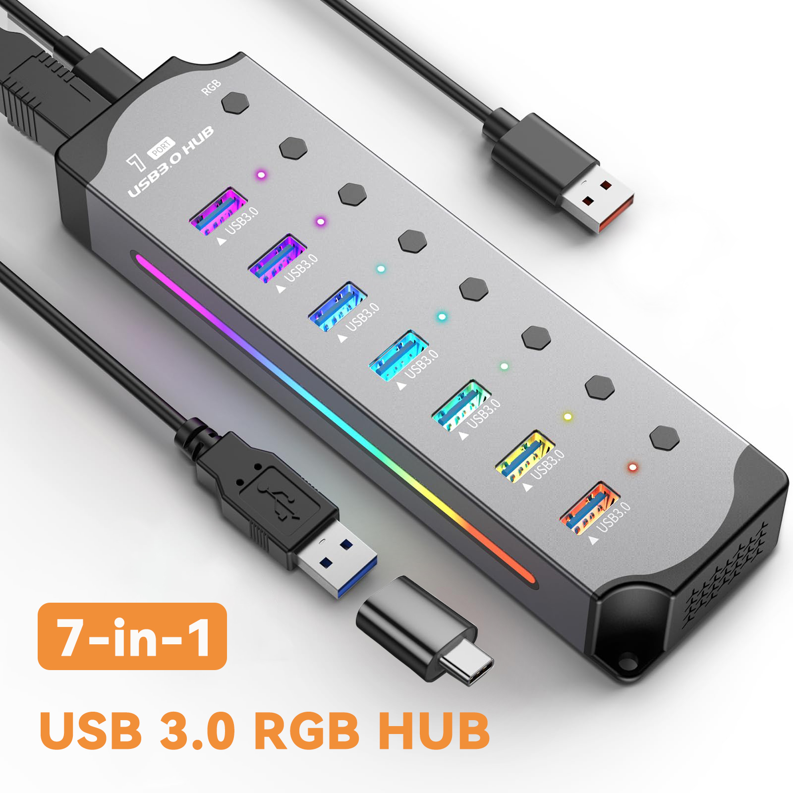 USB 3.0 Hub High Speed USB 7-i - Esports Gaming Splitter ulasan dan harga