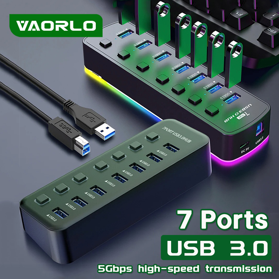 RGB USB 3.0 Hub 7 Ports Data P - Esports Gaming Splitter ulasan dan harga