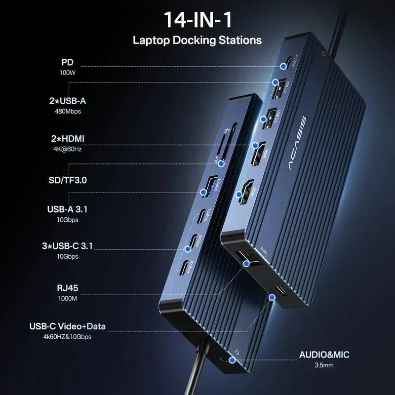 Acasis 14-in-1 USB C Hub Docki - Esports Gaming Splitter ulasan dan harga
