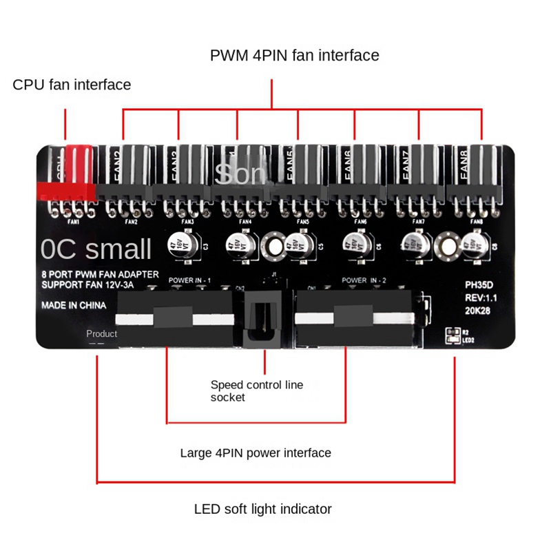 PC 1-8 Channel 4Pin PWM Coolin - Esports Gaming Splitter ulasan dan harga