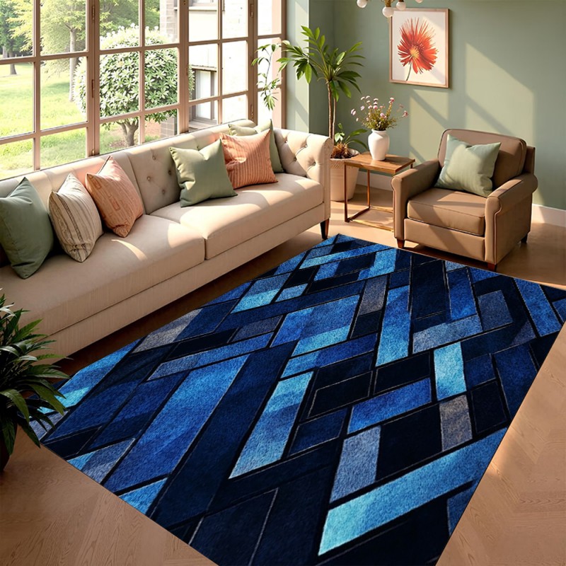 Nordic Blue Geometric Patchwor - Esports Gaming Live ulasan dan harga